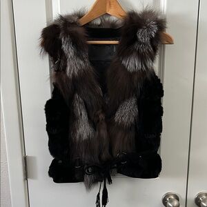 Love Token Fur Vest in Black and Brown